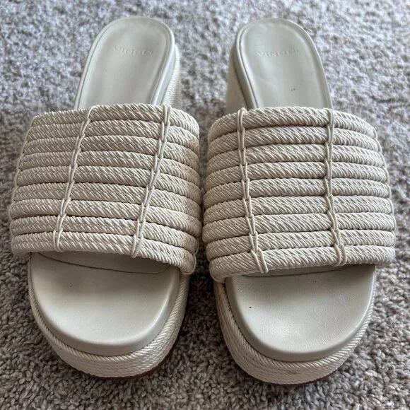 Vince Margo Cord Platform Slide Sandals – Cream SZ 6.5 - Picture 2 of 9